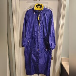 VTG Woolrich Windbreaker Long Jacket Travel Blueberry Yellow Full‎ Length Medium